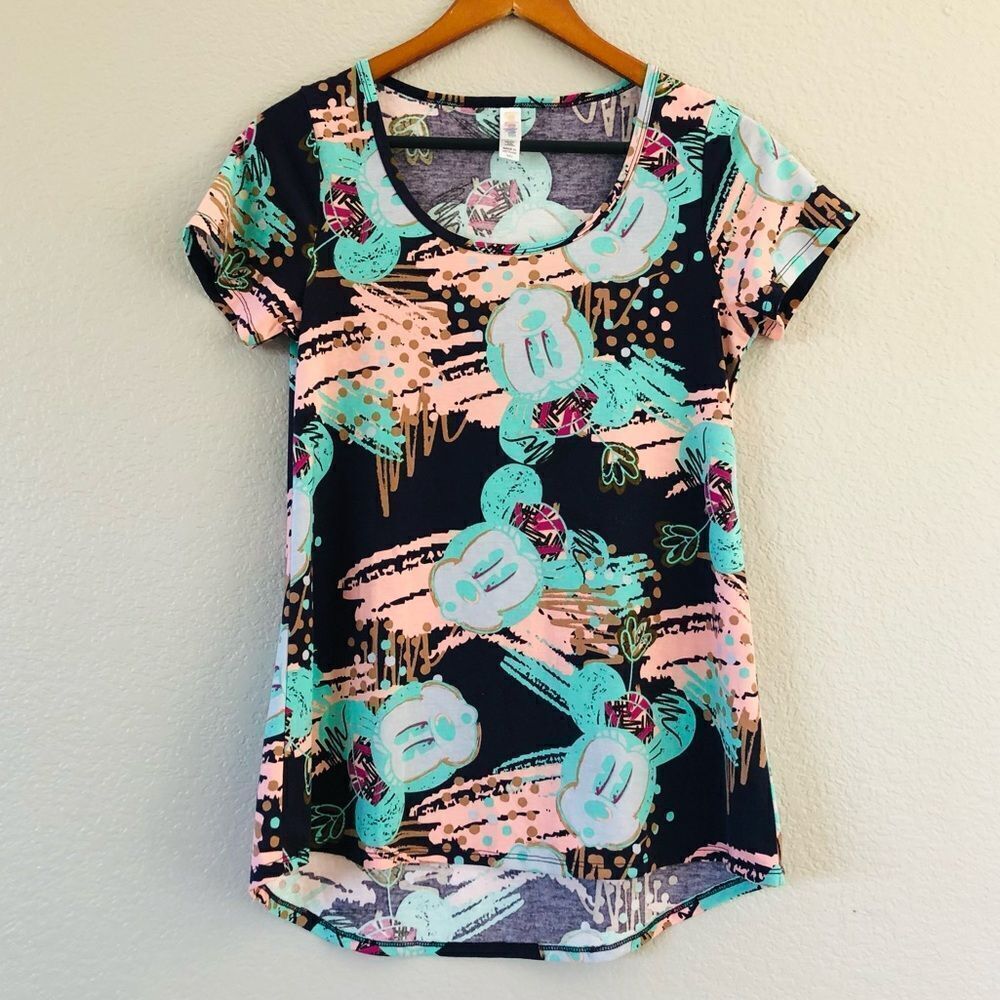 LuLaRoe Minnie Mouse Print Short Sleeve Top XXS